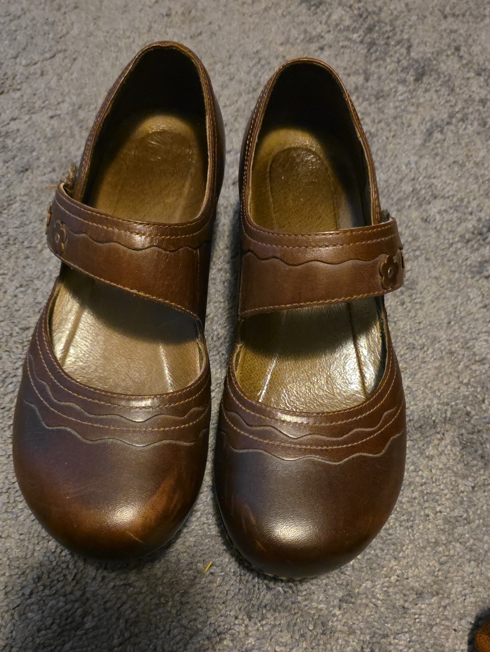 Dansko Brown Leather Mary Jane Platform Clogs